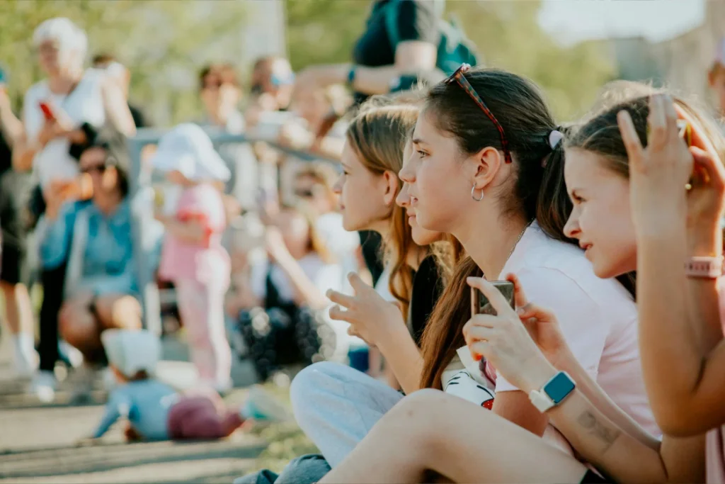 Family gathering at an outdoor event